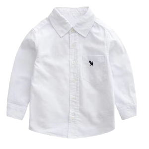 <span class=keywords><strong>Chemise</strong></span> à manches longues pour garçons, 90% coton, 10% <span class=keywords><strong>lin</strong></span>, haut <span class=keywords><strong>blanc</strong></span>, <span class=keywords><strong>chemise</strong></span> formelle décontractée pour enfants, col rabattu, vêtements printemps automne - Product Image 3