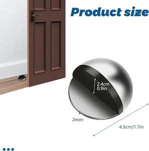 Tope de puerta de media luna de acero inoxidable, tope de puerta ovalado montado en el suelo, protector de pared, tope de puerta plateado - Product Image 4