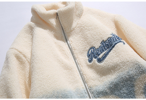 Embroidered Lamb Velvet Cotton <strong>Jacket</strong> Luxuriously Tailored Gradient Winter <strong>Sherpa</strong> Stand-up Collar Fleece Plus <strong>for</strong> Men and <strong>Women</strong> - Product Image 3
