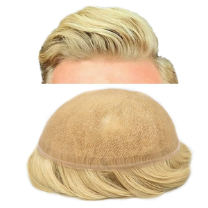 Perruque Courte Homme Effet Naturel Cheveux Remy Sans Colle Bonnet Élastique Dentelle Française Transparente Respirante Haute Densité - Product Image 5