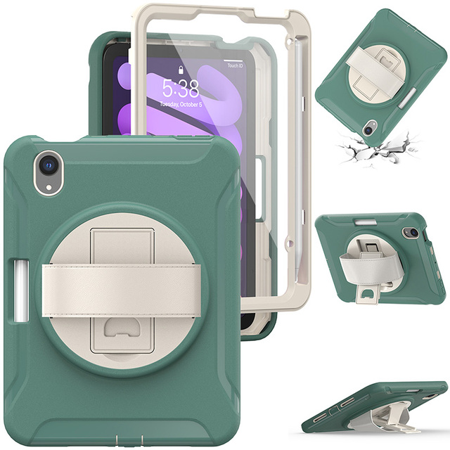 2021 Hot Selling 360 Rotating Kickstand case With Screen Protector for New iPad Mini 6 (6th Generation 8.3 Inch) Tablet case