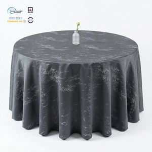 Reusable Gold 108 Inch Round Jacquard Polyester Waterproof Eco-Friendly Wedding Use <b>Tablecloth</b> Floral Damask - Product Image 1