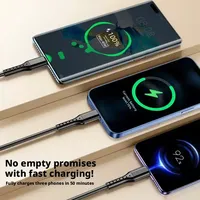 Câble de charge rapide 3 en 1, chargeur universel multi-ports, gaine en nylon tressé pour connecteurs Type C Micro USB, charge rapide