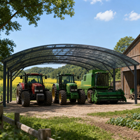 Abri agricole en aluminium avec toit arqué et panneaux en polycarbonate |   Abri pour machines agricoles pour le stockage d'équipements de ferme et de verger