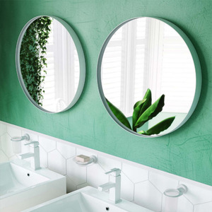 For Modern Round Wall Mounted <strong>Silver</strong> <strong>Bathroom</strong> <strong>Mirror</strong> with Matte Black Frame Decorative <strong>Mirrors</strong> for the Home - Product Image 3