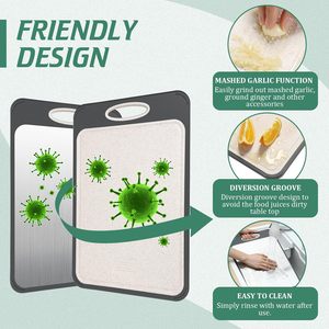 Double Sided Pure <b>Titanium</b> & Wheat Straw Eco-Friendly Cutting Board Dishwasher Safe 1.5cm Thick for Kitchen Use - Product Image 4