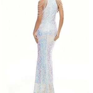 XS-3XL Empire Waist Classic Lace Trumpet/Mermaid Ankle-Length Sequin Evening Dress Banquet <b>Light</b> Luxury Eco-Friendly - Product Image 6