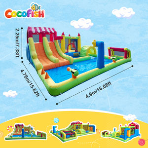 Château gonflable portable Cocofish pour enfants, structure de jeux multi-activités, maison de rebond commerciale avec toboggan de course pour <span class=keywords><strong>location</strong></span> événementielle - Product Image 2