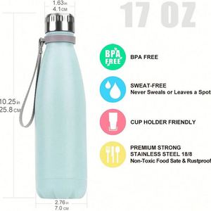 Botella de Agua Deportiva Personalizada de Acero Inoxidable con Aislamiento al Vacío, Ecológica, de 500 ml, con Cuerda, Aislamiento Térmico de 24-36 Horas, Agua Hirviendo - Product Image 2