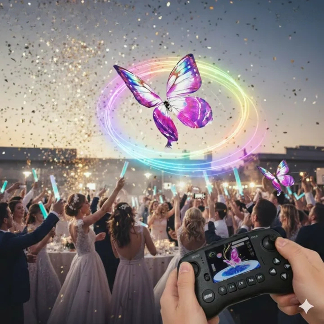 Plastic LED Butterfly Drone for Wedding Stage Performance Event Decoration & Commercial Promotion Flying Light Show