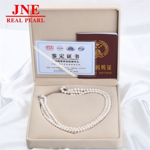 Collier <span class=keywords><strong>de</strong></span> perles naturelles, perles rondes, trois rangs, fermoir en alliage en forme <span class=keywords><strong>de</strong></span> 8, cadeau pour les mères et les aînés, fête des mères - Product Image 1