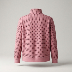 Sudadera rosa de cuello alto para mujer, estilo oversize, manga larga, dobladillo acanalado, 80-20 algodón poliéster - Product Image 3