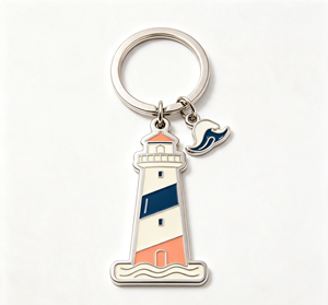 <b>Custom</b> Zinc Alloy Lighthouse <b>Keychain</b> Enamel Electroplated Metal Key Ring Souvenir Gift - Product Image 1