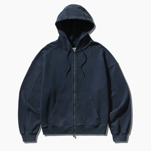 Accept Personalizar Basic Black Men Cajas de peso pesado Tamaño Retro Essence Lavado con ácido Sudadera con capucha de gran tamaño con cremallera - Product Image 3