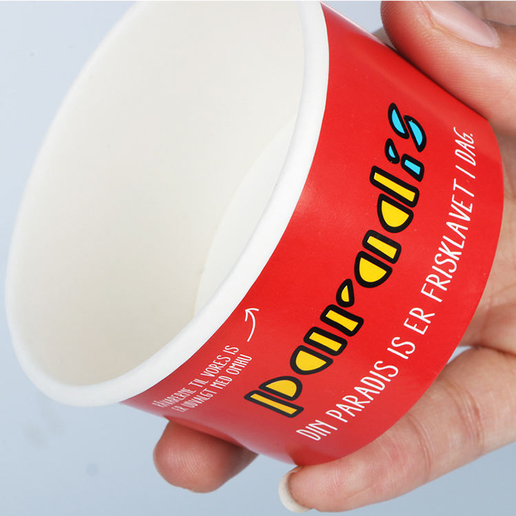 4oz Food grade PE coated mini red ice cream cup 3.5oz with custom logo