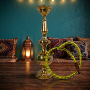 Moderna Mini Cachimba de Latón con Iluminación LED, 1 Manguera, Acabado Espejo, Multi-Enchufe, Ecológica, Duradera, en Caja de Regalo - Para Bar/Cafetería/Viajes - Product Image 1