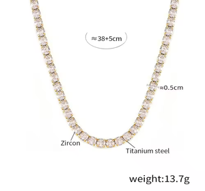 Bisuteria Acero Inoxidable Luxury <strong>Table</strong> Tennis Zircon Necklace <strong>Stainless</strong> <strong>Steel</strong> Diamond Choker Necklace for Woman Engagement - Product Image 5
