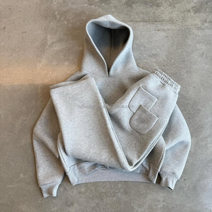 Custom 500 Gsm Fleece Heavyweight Cotton Cropped Hoodies <b>Men</b> Boxy Fit Oversized <b>Pullover</b> Embroidered Logo Manufacturer Hoodie - Product Image 3