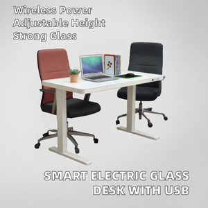 Escritorio de pie plegable para oficina en casa moderno, Motor de <span class=keywords><strong>cantante</strong></span> inteligente, ajuste de altura de vidrio eléctrico, cargador inalámbrico USB duradero - Product Image 5