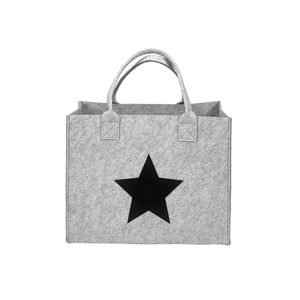 Bolsa de Fieltro Ligera con Logotipo Personalizado, Diseño de Estrella Negra, Ecológica, Reutilizable, para Compras, Regalos para Mujeres y Niños, Portátil y Abierta - Product Image 1