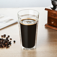 Tasse à café en verre borosilicate à double paroi 400 ml 800 ml, tasse à thé transparente pour la maison et le bureau