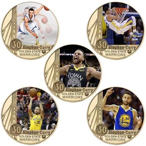 Pièces de monnaie sportives en métal en gros, commémoratives, avec impression UV, pièces de monnaie sportives dorées mettant en scène des stars du basketball avec thème logo, stock disponible - Product Image 3