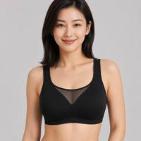 Sujetador Deportivo Sin Costuras con Tirantes Anchos en Forma de W, con Malla y Parches, para Mujeres con Busto Grande, Lencería Diaria
