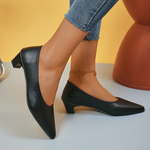 <span class=keywords><strong>Zapatos</strong></span> <span class=keywords><strong>de</strong></span> Tacón Grueso Negros <span class=keywords><strong>de</strong></span> Cuero para Mujer, Profesionales, para Banco, Hotel, Azafatas, Trabajo, Entrevista - Product Image 3