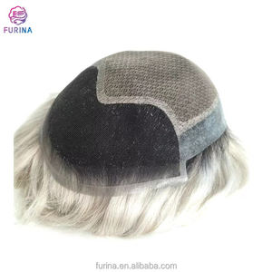 Vente en Gros de Cheveux Blancs Bruts de Qualité Supérieure pour Hommes Postiche en Soie avec Dentelle Frontale pour Homme aux Cheveux Amincissants - Product Image 6