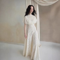 Robes de soirée en dentelle blanches en stock, robes de soirée pour femmes, robe en tissu dentelle, robe de soirée de luxe