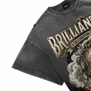 Camiseta de algodón vintage para hombre con cuello redondo, lavado ácido, efecto desgastado, gráfico de calavera mecánica punk con estampado de letras, estilo oversize streetwear - Product Image 4