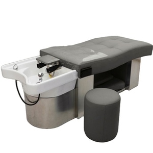 Cama de Belleza Eléctrica Kisen de 2 Motores, Cama de Masaje para Peluquería y Barbería con Lavabo de Cerámica y Base de Acero Inoxidable - Product Image 1