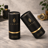 Emballage personnalisé en tube de papier pour flacon de parfum, soin de la peau, cosmétique, avec logo en feuille d'or, boîte cylindrique vide avec insert en EVA