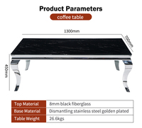 Table basse latérale Design noir Salon moderne Rectangle personnalisé en fibre de verre ruban Table basse en acier inoxydable