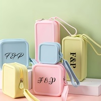 Porte-monnaie rectangulaire en silicone personnalisé avec logo, grand porte-cartes, petite pochette à monnaie, pochette à clés, étui pour écouteurs, sac de rangement pour documents d'identité, idéal pour les voyages
