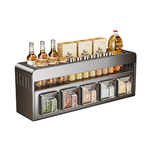 Kitchen Spice Rack Rectangle Wall Mounted Storage Organizer For Oil Salt Soy Sauce Vinegar - Product Image 5