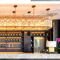 Grand lustre suspendu en cristal LED pour hall d'hôtel, bar, restaurant et décoration commerciale haut de gamme