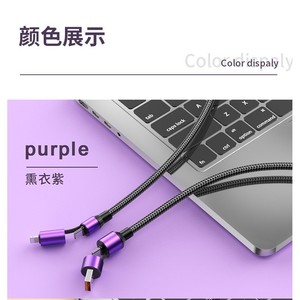 4 In 1 Data Cable Usb C To Lightning <b>Micro</b> Usb Type C Fast Charging Nylon Braided For <b>Phone</b> Tablet Laptop Game Console - Product Image 2