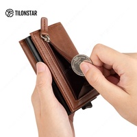 TILONSTAR TVC203 dompet penyimpan kartu kredit pria, dompet pemegang kartu kredit kulit penghalang RFID mewah kustom