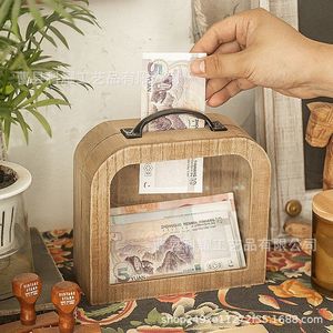 Caja de madera para dinero, caja de almacenamiento de color madera natural para billetes, uso doméstico - Product Image 4