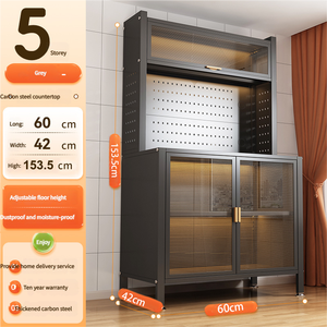<span class=keywords><strong>Meuble</strong></span> de <span class=keywords><strong>rangement</strong></span> de cuisine multi-niveaux grande capacité, armoire latérale moderne pour baguettes, <span class=keywords><strong>micro</strong></span>-ondes et articles de repas domestiques - Product Image 5