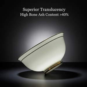 Plato de presentación de porcelana fina con borde dorado refinado, alto contenido de ceniza de hueso (>40%), translucidez superior, stock abierto, profesional - Product Image 2
