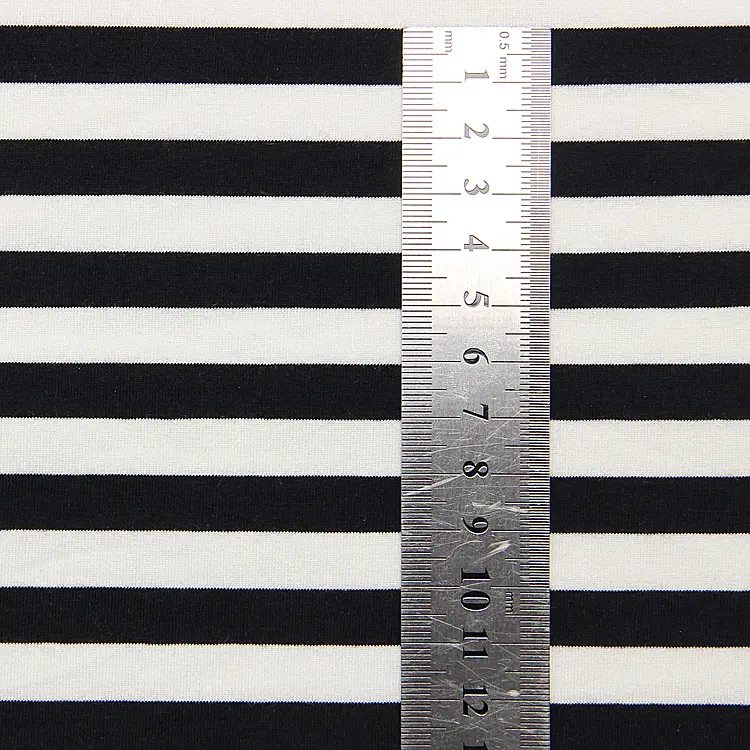 95cotton 5 Spandex Yarn Dyed Soft Black White Stripe Knit Single Jersey Fabric For summer