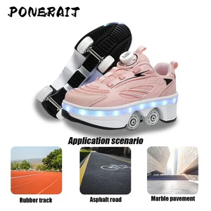 Meilleur cadeau pour les filles Patins à roulettes d'extérieur rétractables à quatre roues Modes commutables pour les divertissements d'été - Product Image 4