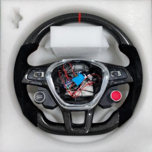 Volant en cuir semi-perforé <span class=keywords><strong>R</strong></span>-Line pour Volkswagen VW <span class=keywords><strong>Golf</strong></span> 8 MK8 <span class=keywords><strong>R</strong></span> 5 6 <span class=keywords><strong>7</strong></span> MK5 MK6 MK7 Polo GTI Scirocco Jetta Passat B8 - Product Image 4