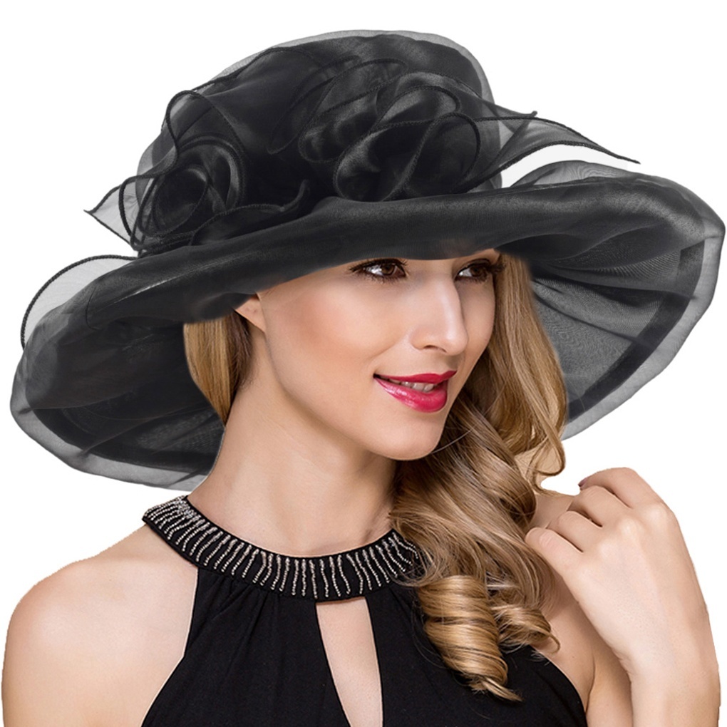 Women Kentucky Derby Church Fascinator Hats Wide Brim  display picture 1