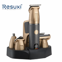 Rasoir électrique rechargeable 6-en-1 Resuxi YJ-101 avec base de charge, étanche IPX6, pour corps, barbe, visage et cheveux, tondeuse 0-20mm pour hommes