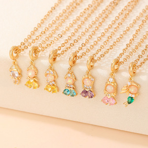 Collar con Colgante de Princesa de Cuento de Cobre Jeutelis - Cadena con Dije de Dibujos Animados de Circonita Cúbica, Joyería <span class=keywords><strong>al</strong></span> <span class=keywords><strong>por</strong></span> <span class=keywords><strong>Mayor</strong></span> - Product Image 3