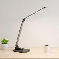 Lampe de bureau LED moderne en aluminium avec chargeur sans fil, tactile, à intensité variable, simple, contemporaine, flexible, pour lecture, anti-éblouissement