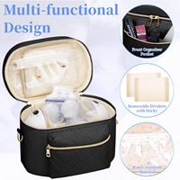 Sac de transport portable en nylon pour tire-lait avec motif lettres et bandoulière, idéal pour les mamans actives et allaitantes
